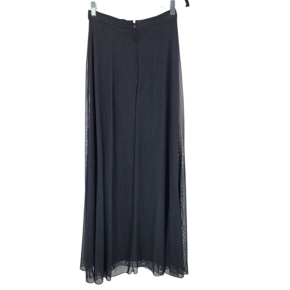 Vintage 90's Designer‎ Tadashi Shoji Black Mesh Long Maxi Skirt 10 Cocktail Goth - Picture 7 of 11
